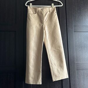 Aritzia Wilfred Cropped Melina Nude Faux Leather Pants